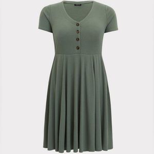 Torrid Size 2 Mini Rib Button-Down Skater Dress